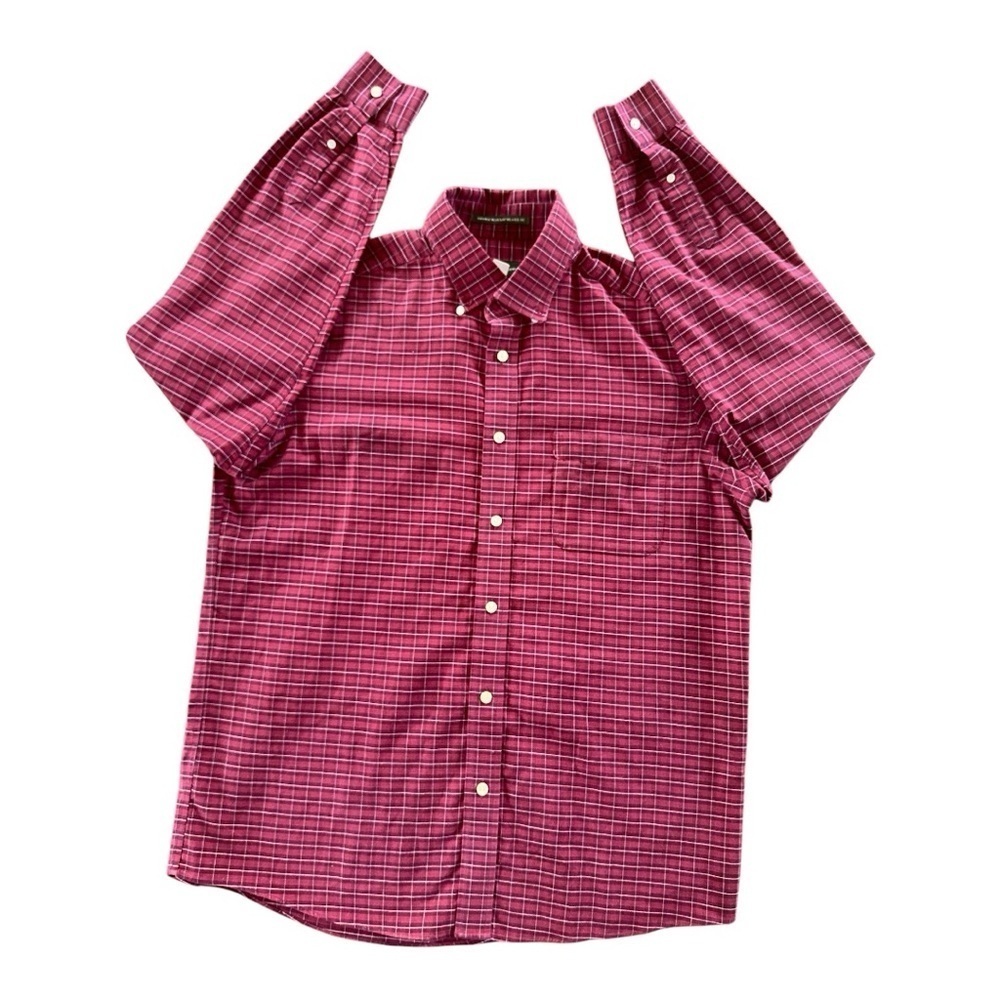 Eddie Bauer men’s red long sleeve plaid button down shirt size L - Picture 3 of 9